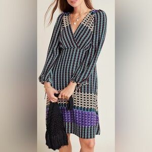 Maeve Anthropologie Geometric Patterned Dress 8 Petite NWOT